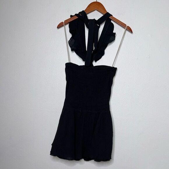 Free People Sleeveless Halter Backless Ruffle Bodycon Mini Party Dress Size Sm - Picture 10 of 11